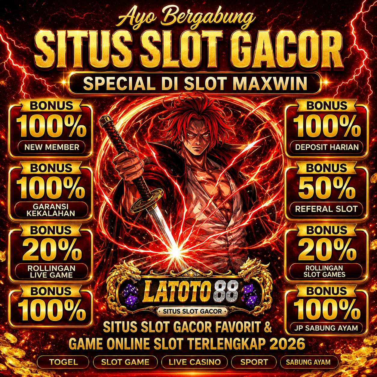 LATOTO88: Situs Link Slot Gacor Online Hari Ini SLOT777 Gampang Menang Terbaru